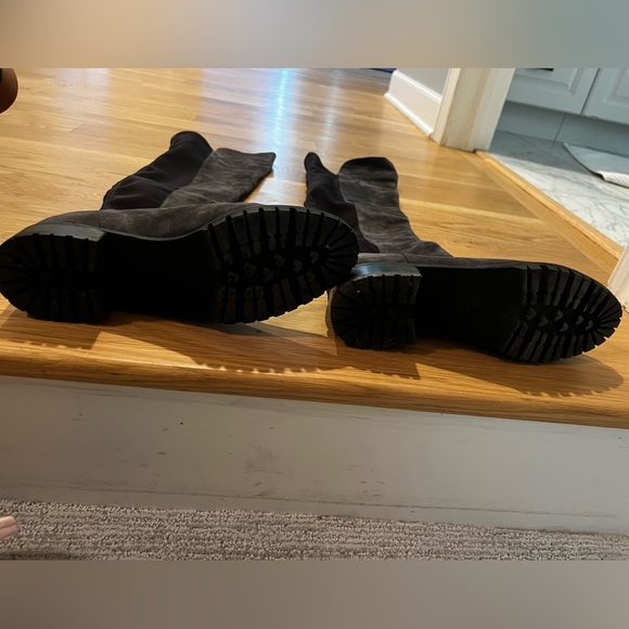 Stuart Weitzman 5050 Over-The-Knee-Suede Boots, Slate Gray, Size 8.5 - Picture 4 of 5